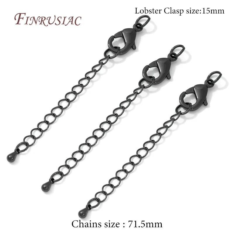 Black Brass Extension Chains with Lobster Clasps | Jewelry Making