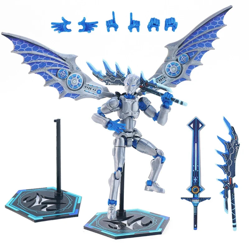 Winged Mech Robot Model – 3D Printed Poseable Desktop Figure