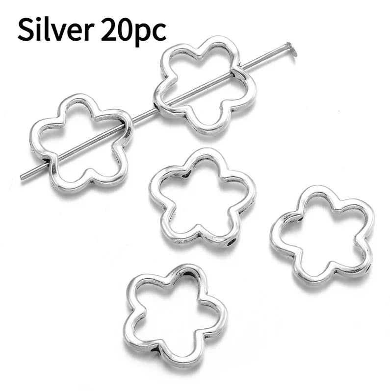 20pcs Antique Flower Spacer Beads Alloy Charms for Jewelry Making