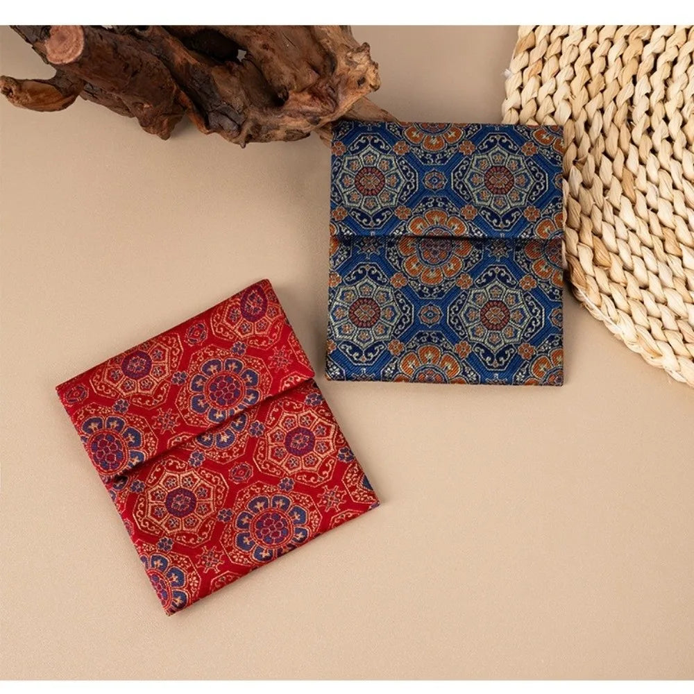 Vintage Brocade Jewelry Bag – Handmade Double Layer Pouch