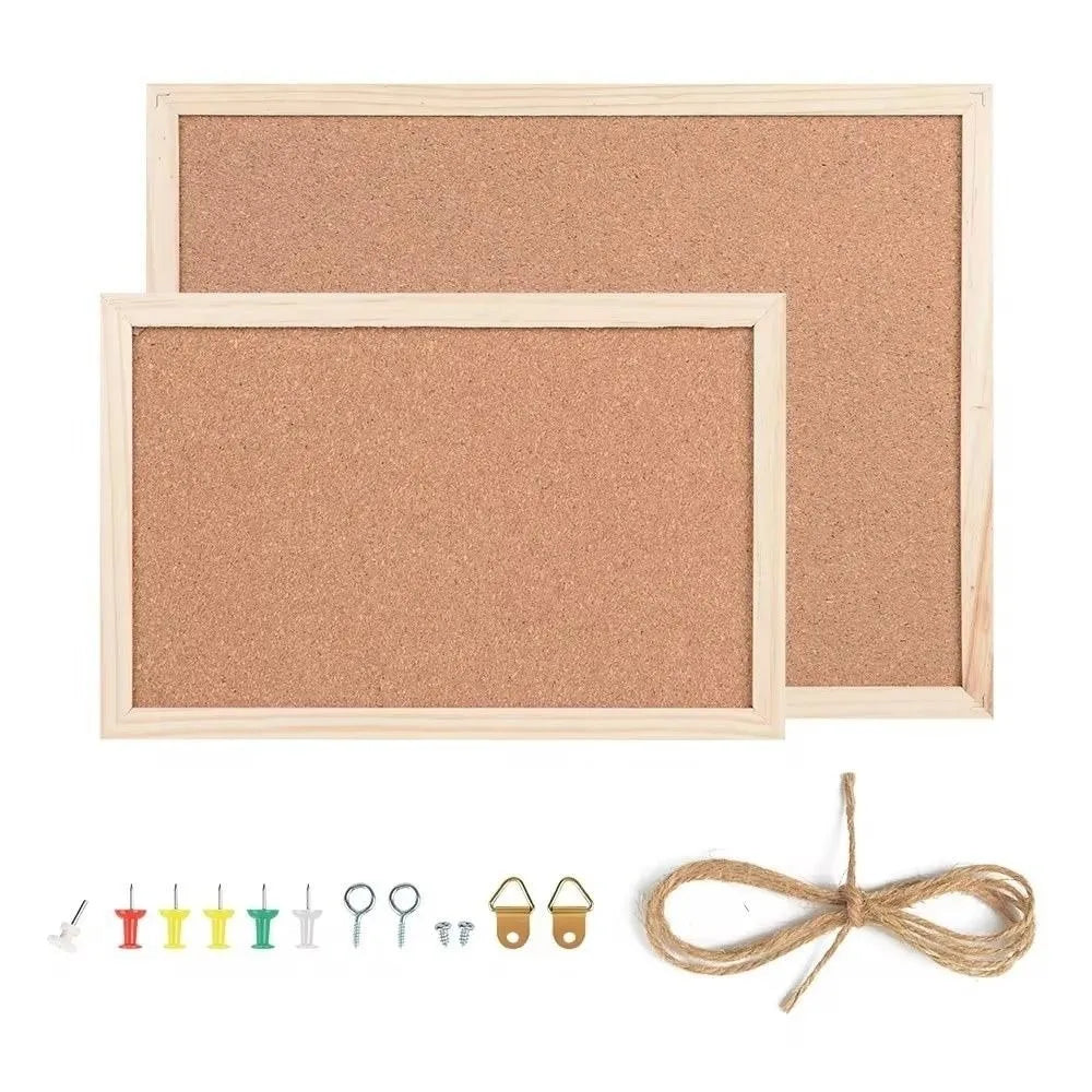Wooden Frame Cork Bulletin Board – Hanging Memo Display Board