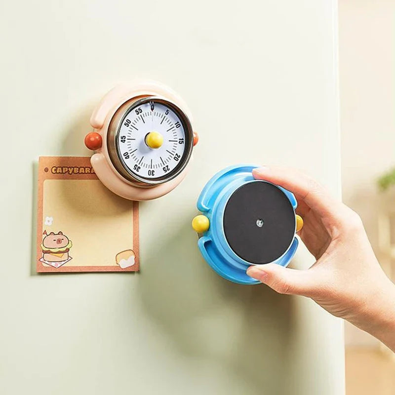 Vintage Mechanical Kitchen Timer – 60-Min Magnetic Countdown