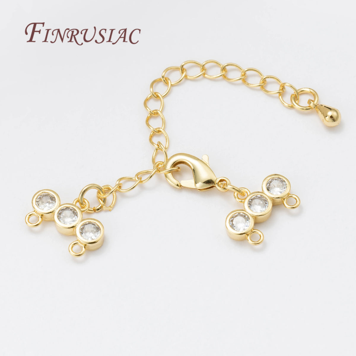 Gold Plated Brass Lobster Clasp Extension Chain & End Bar Set