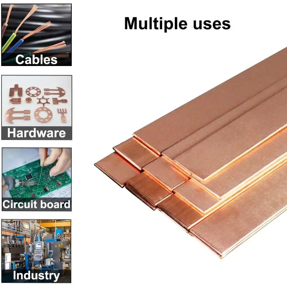 T2 Pure Copper Flat Bar 2/3mm x 200mm | 99.9% DIY Stock
