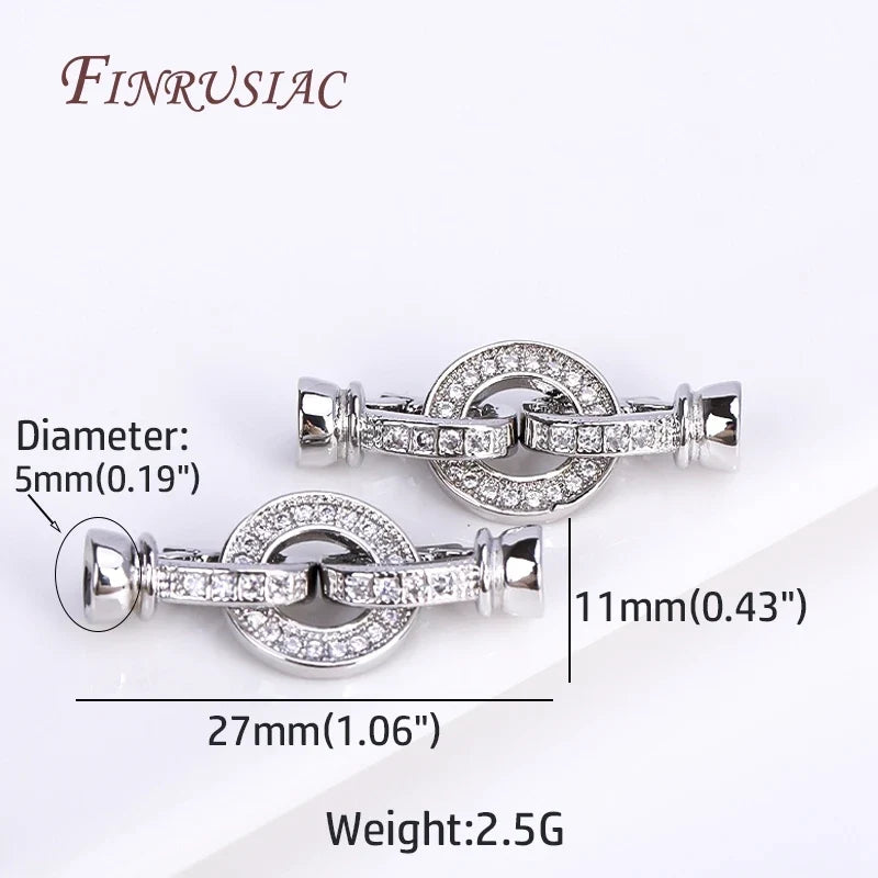 Rhodium Gold Plated Round Connector Clasp – Zircon Necklace DIY