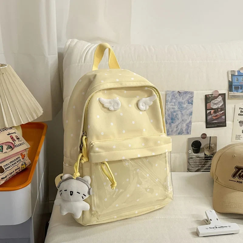Polka Dot Transparent Large Capacity Student Backpack