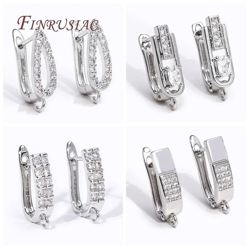 18K Gold Plated Zircon Earring Hook Clasps | DIY Jewelry Findings