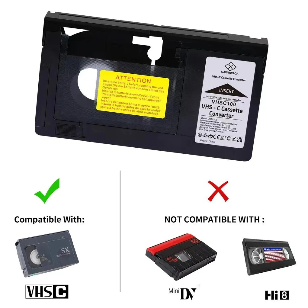VHS to VHSC Converter Box | Analog Video Conversion Adapter