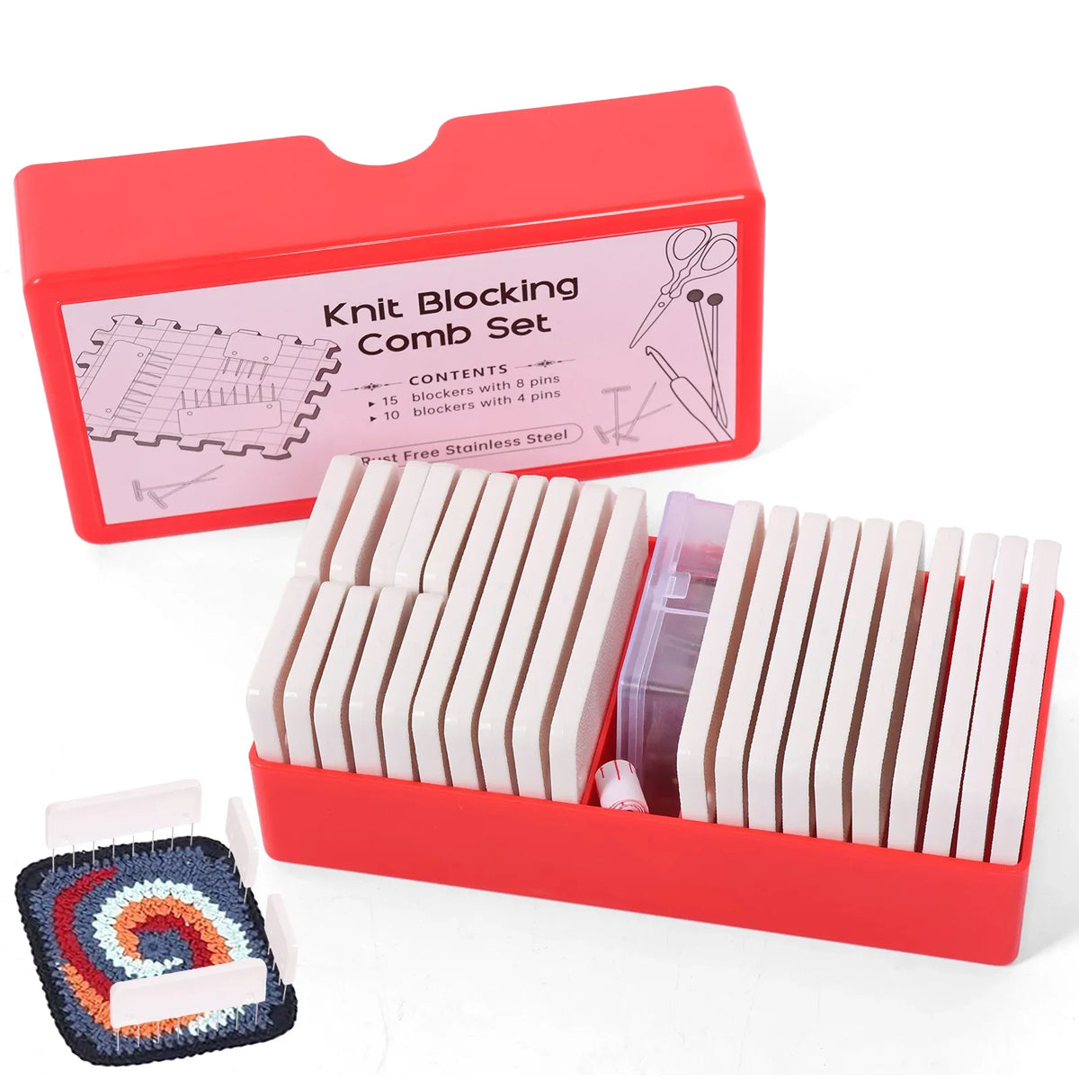 Knit Blocking Comb Set – 57 Pcs with T-Pins & Measuring Tape