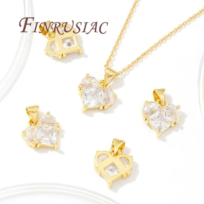 18K Gold Plated Zircon Charms – Sun Heart Star Pendants DIY