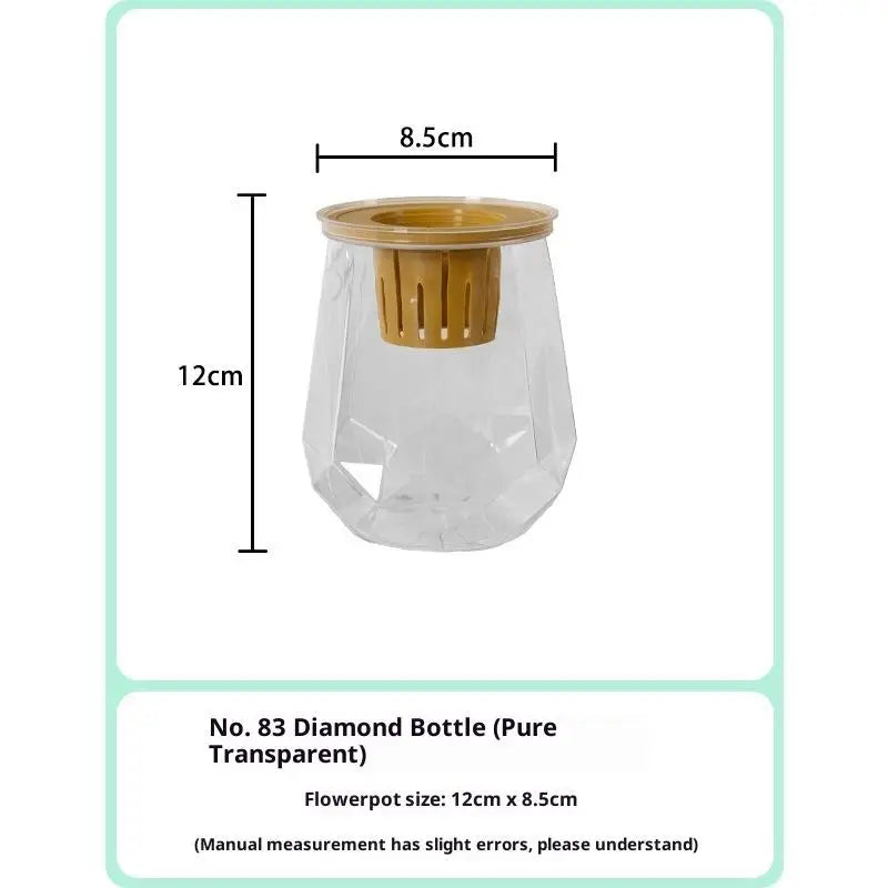 Mini Self-Watering Planter Pot – Transparent Plastic Vase Décor