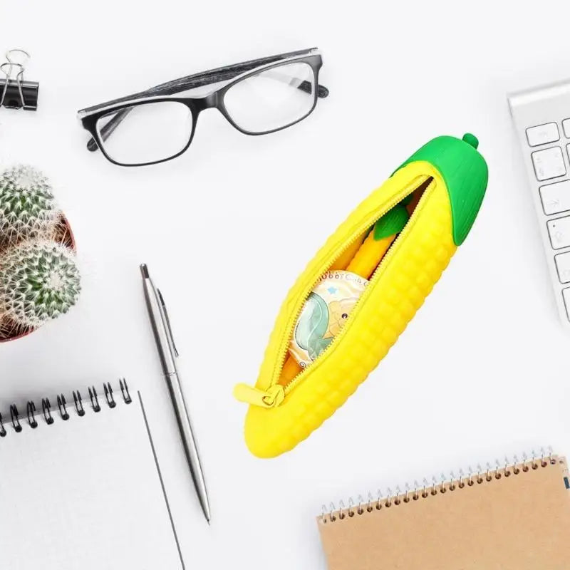 Corn Silicone Pencil Case – Kids Desk Organizer & Pen Holder