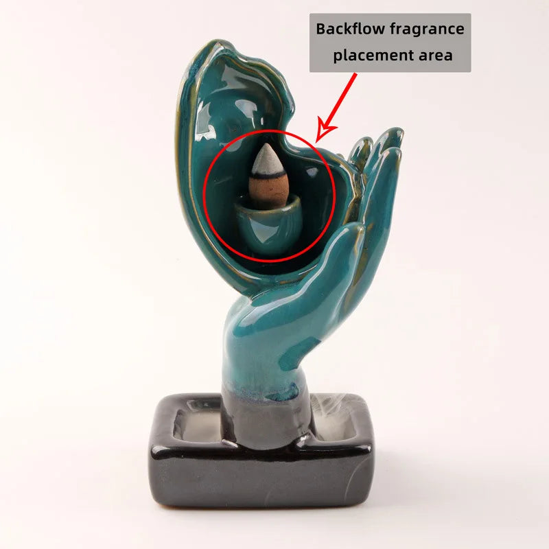 Ceramic Backflow Incense Burner – Sandalwood Stick Holder