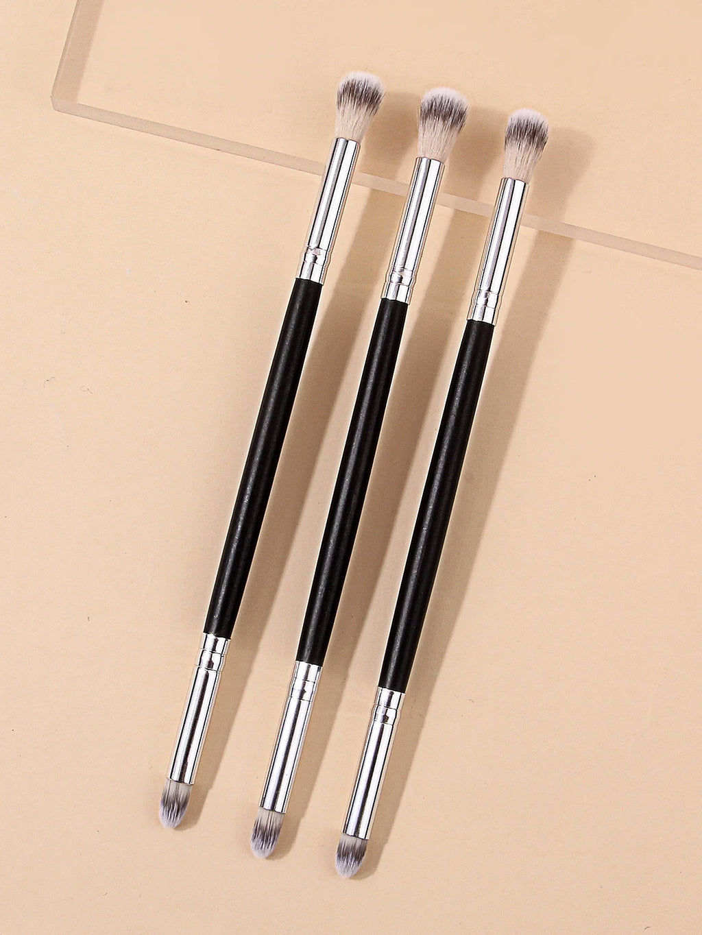 3Pcs Double-Ended Eyeshadow & Concealer Makeup Brush Set