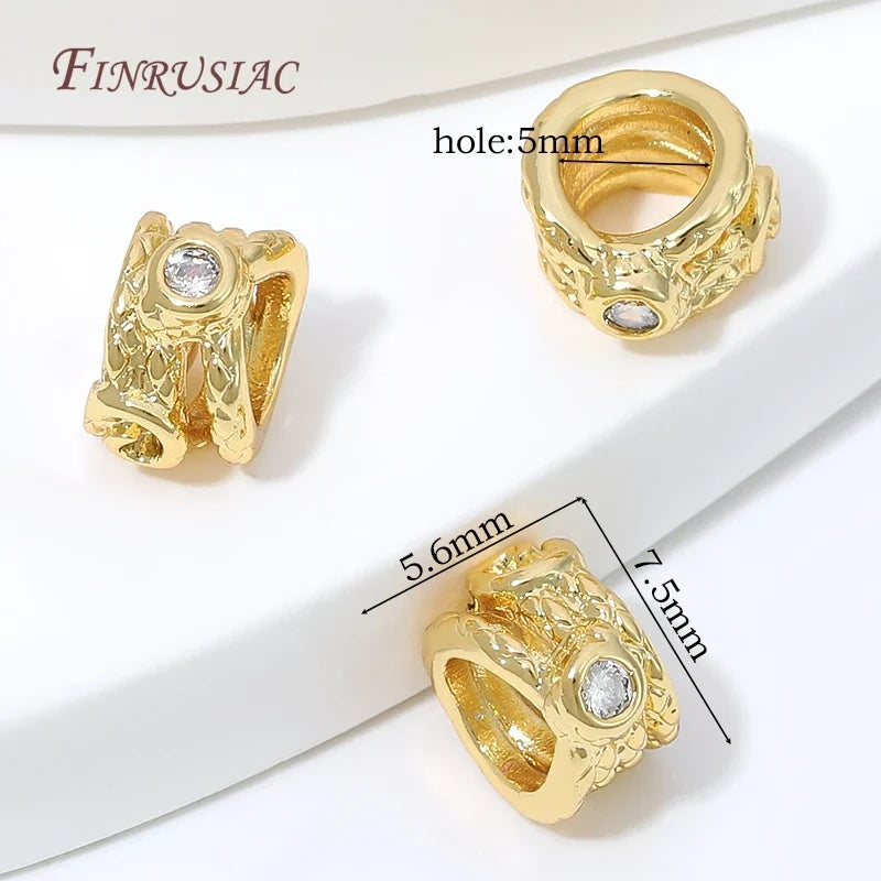 18K Gold Plated Zircon Oval Charm & Spacer Beads | DIY Jewelry