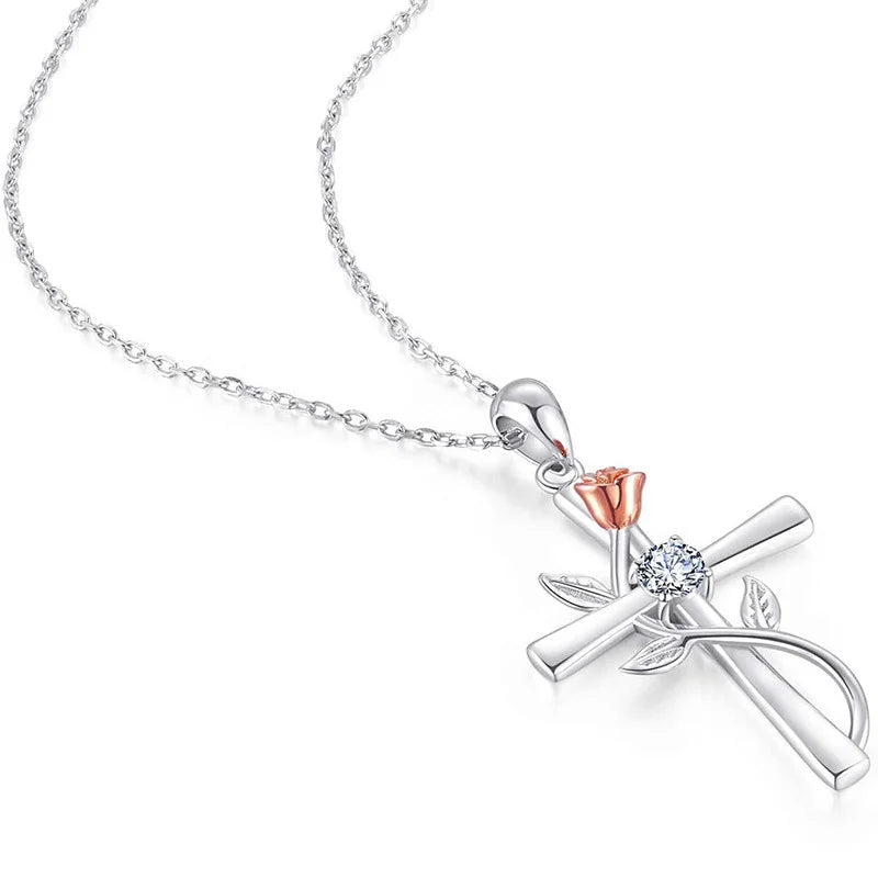 Women's Silver-Plated Flower Love Symbol Pendant Necklace