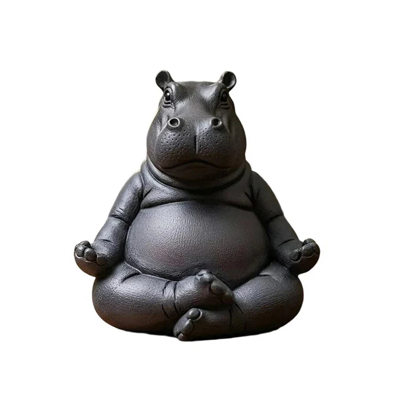 Yoga Hippo Statue – Handcrafted Resin Hippopotamus Figurine