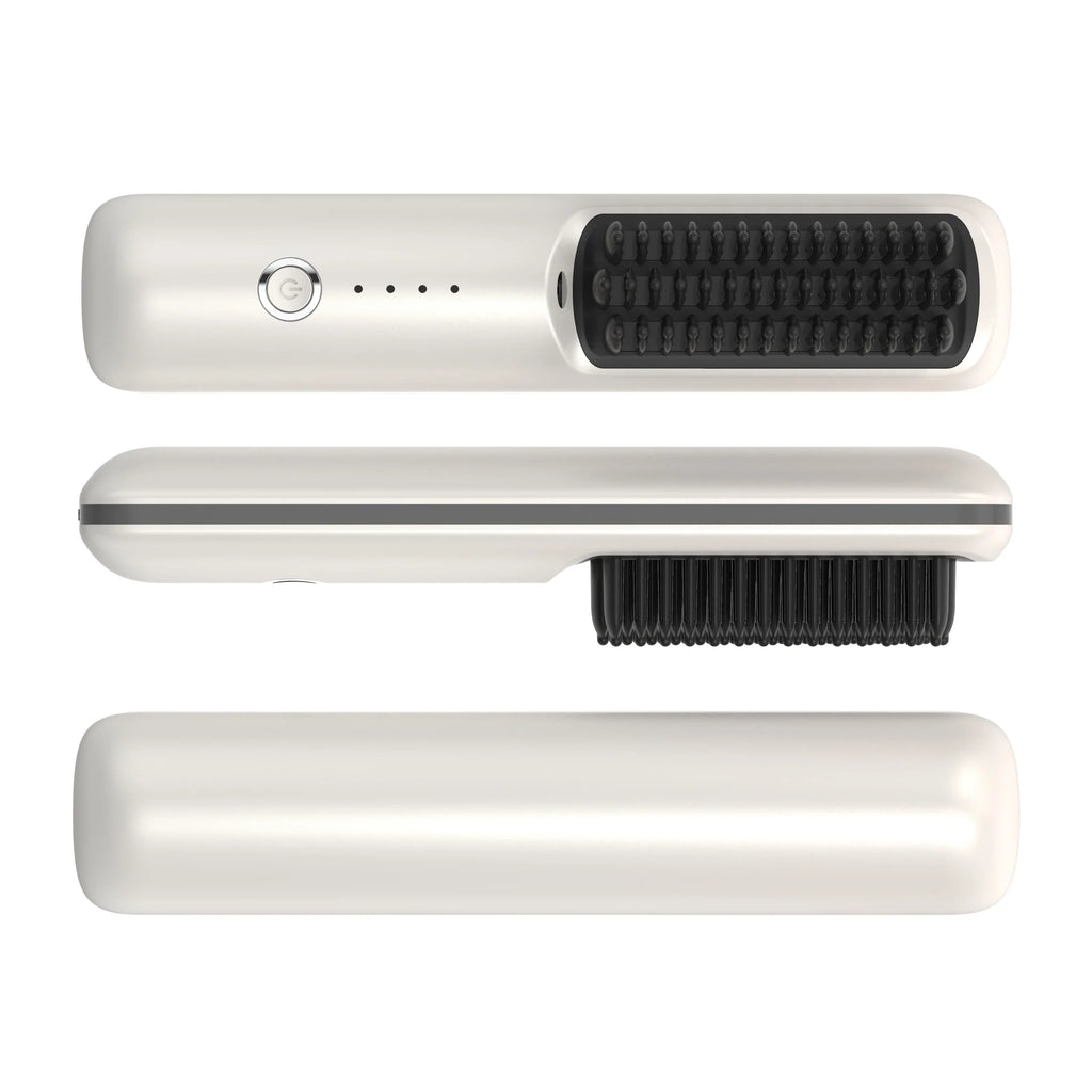 Wireless Ceramic Ionic Hair Straightener Brush 2-in-1 | USB
