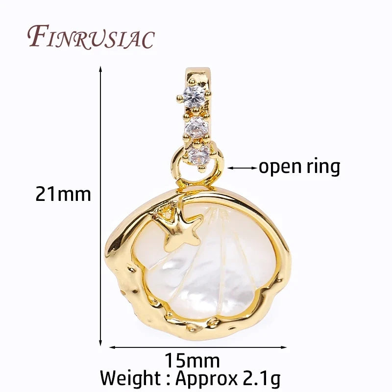 18K Gold Plated Zircon Shell Star Pendant Charm | DIY Jewelry