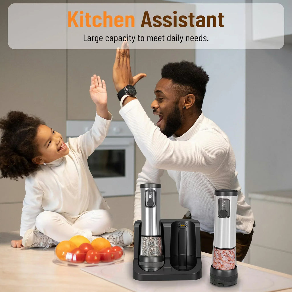 CLITON Electric Salt & Pepper Grinder Set with LED – 2 Pack