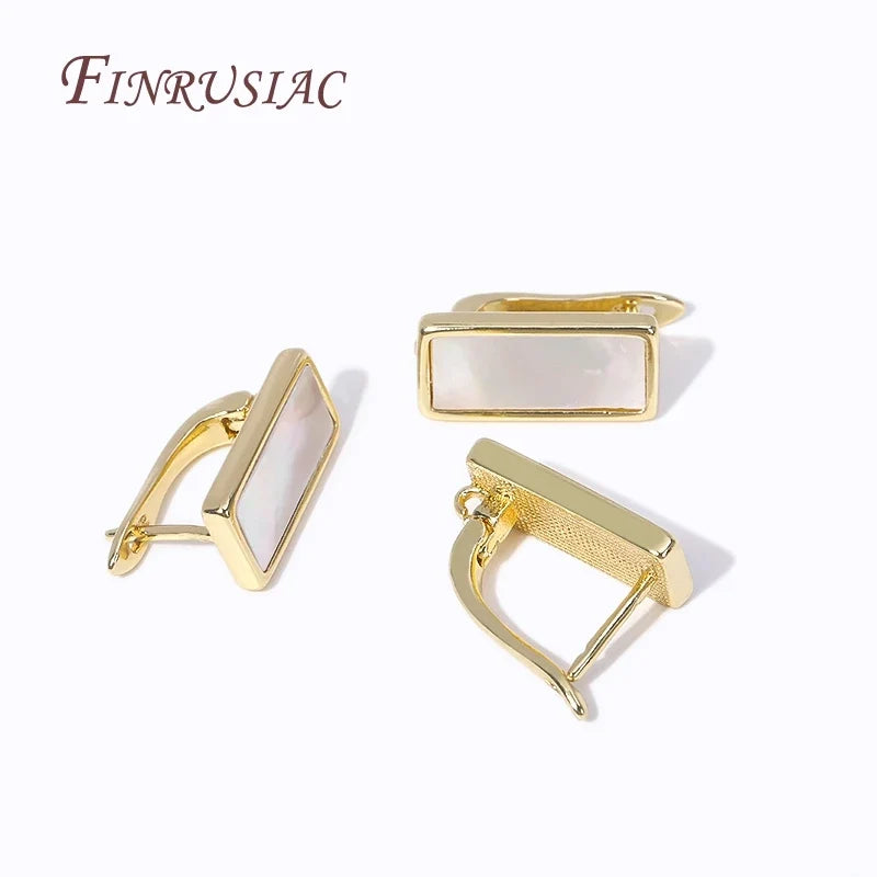 18K Gold Plated Shell Rectangle Earring Hooks for DIY Jewelry