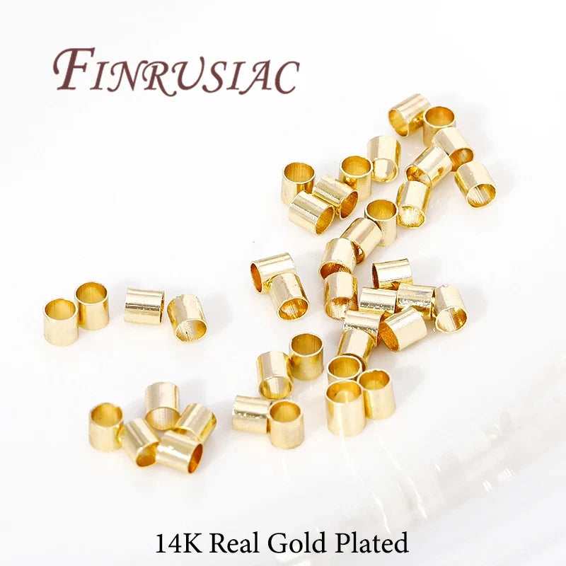 100pcs Gold Plated Tube Crimp Beads 2mm–3mm | DIY Jewelry Findings