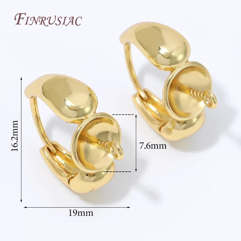 18K Gold Plated Water Drop Huggie Earring Clasp – Pearl Post