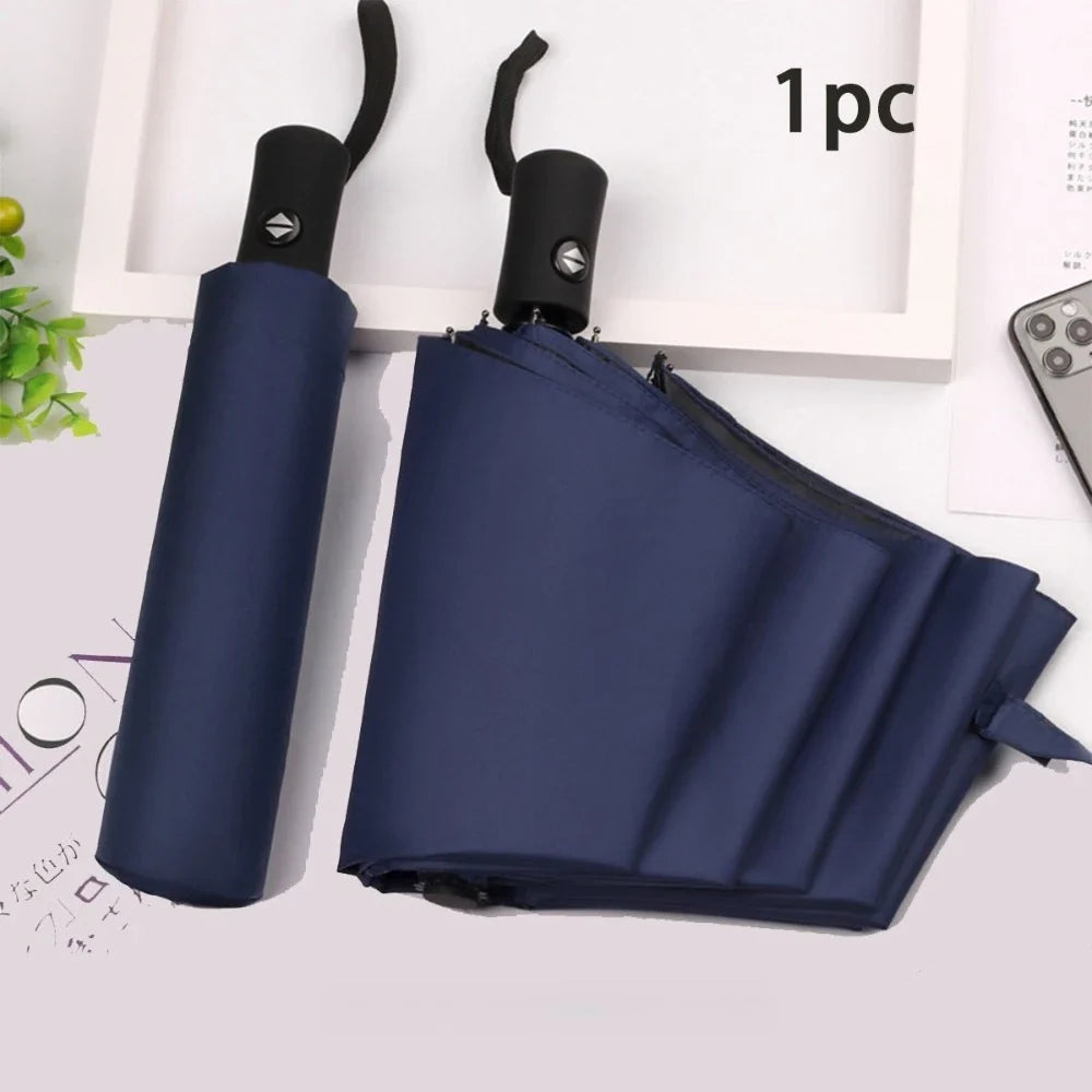 8-Rib Auto Folding Windproof Travel Umbrella | One-Touch Open