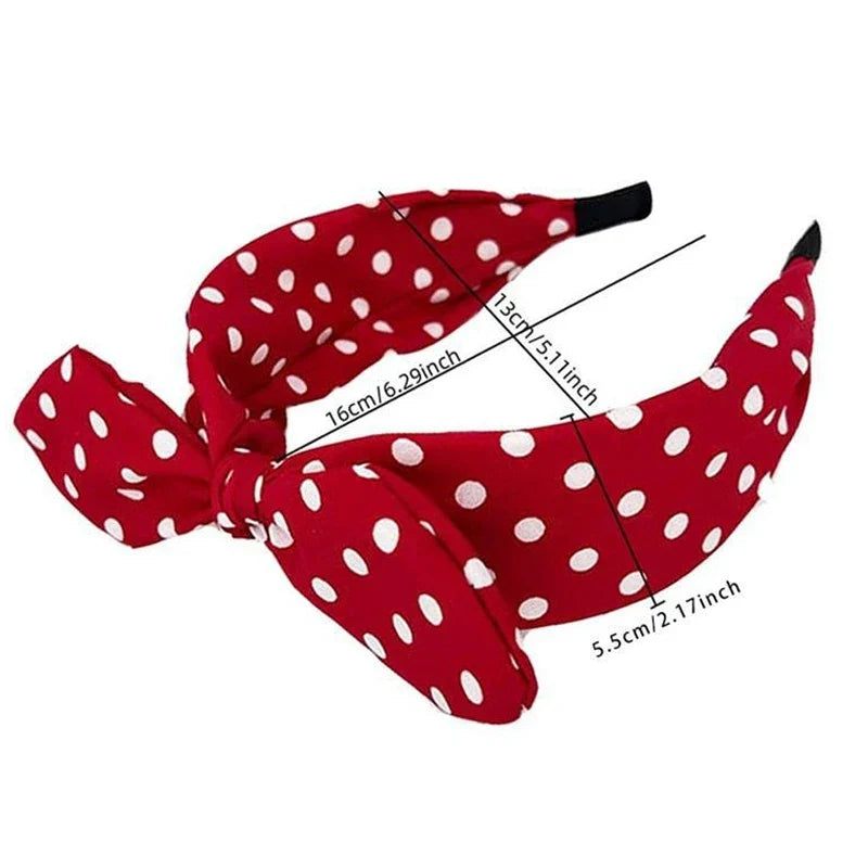 Girls' Wide Bow Headband – Polka Dot Korean Style Hair Band