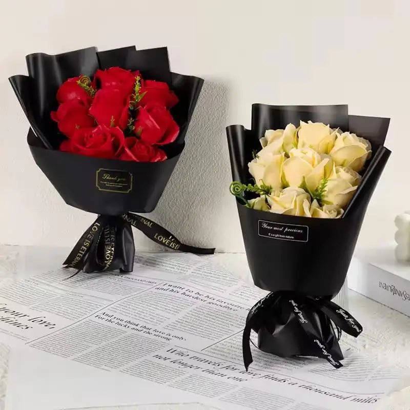 9-Head Soap Rose Bouquet – Artificial Flowers for Home & Gifts