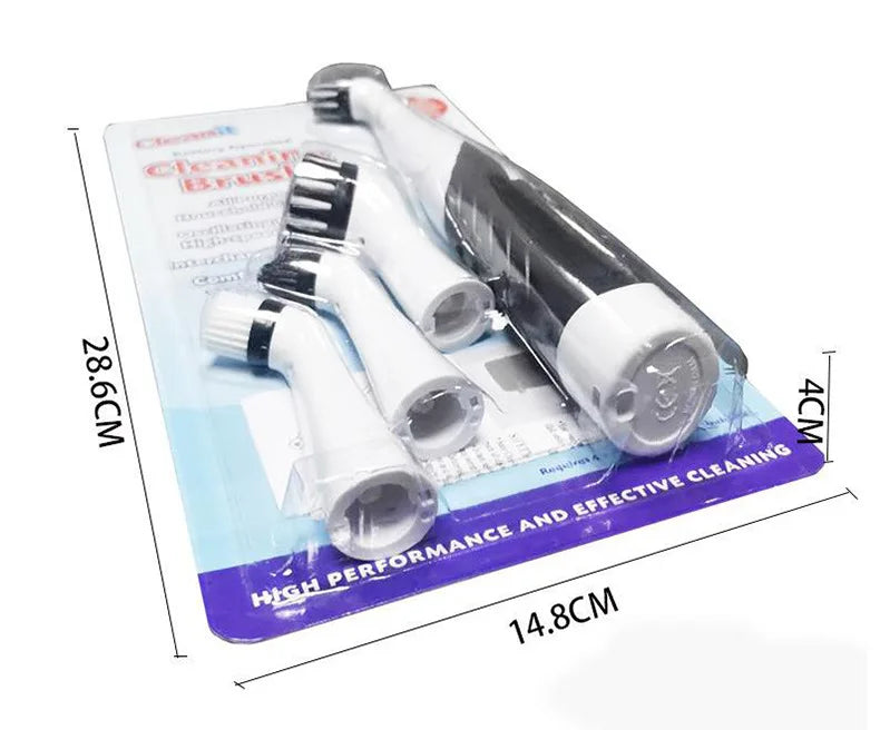 Electric Rotating Cleaning Brush Kit – 4 Heads, Kitchen & Bath