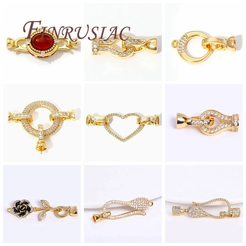 18K Gold Plated Zircon Clasp Connectors – DIY Jewelry Making