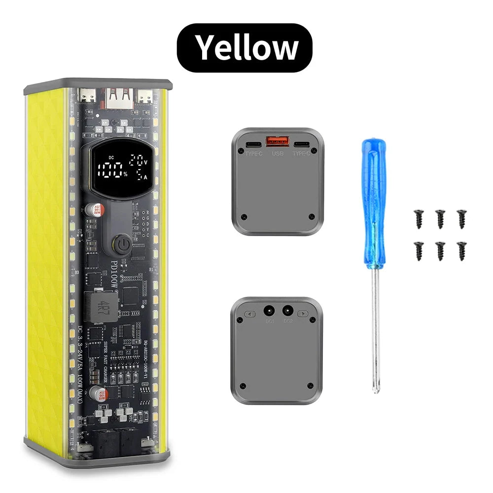 Gaqqee 8×21700 Power Bank Case PD 100W DIY Fast Charging Kit
