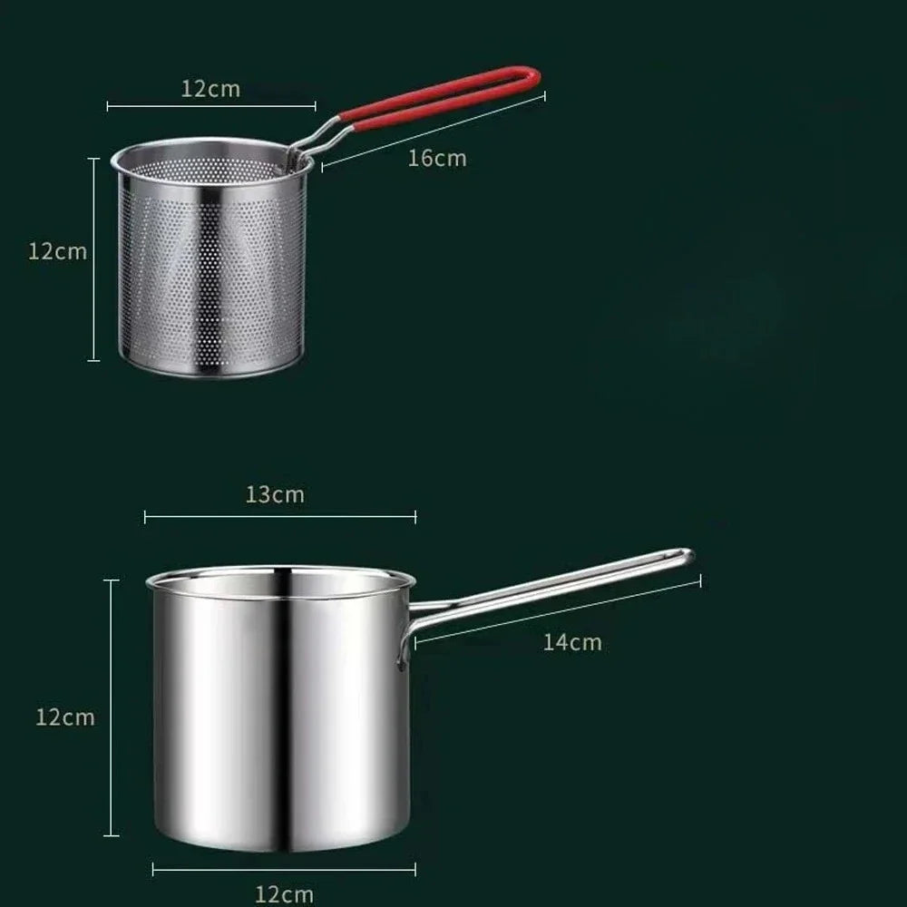 Stainless Steel Deep Fryer with Basket & Cool Touch Handle