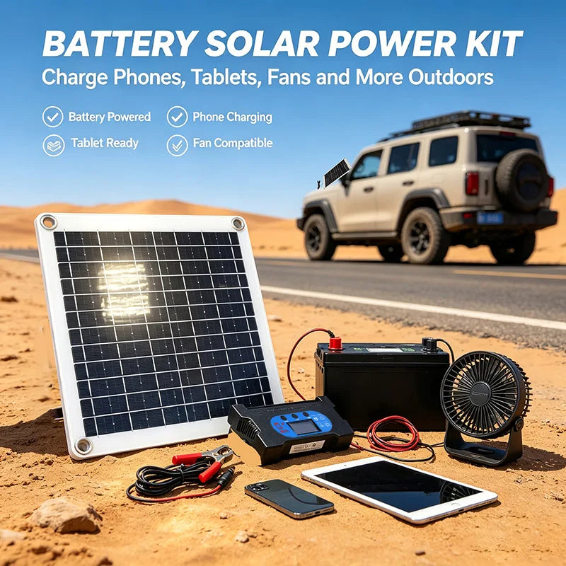12W Solar Panel Kit with Controller – Portable Camp Charger