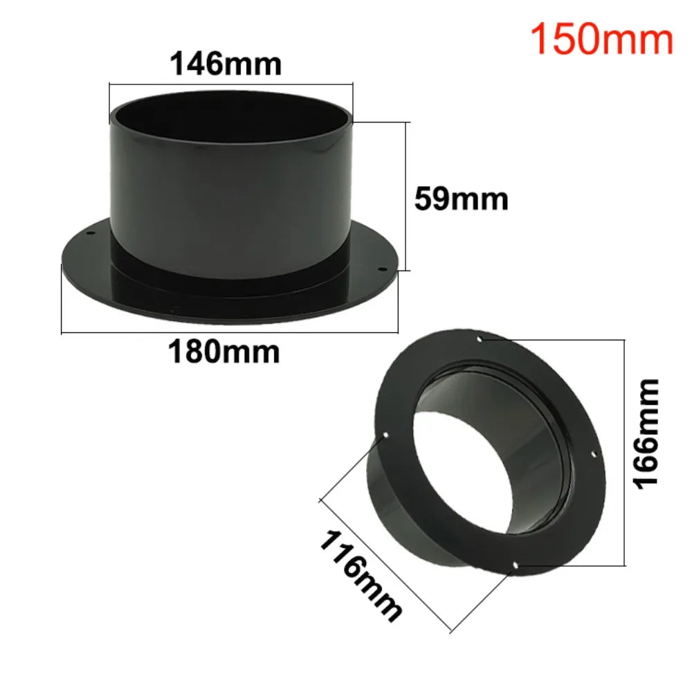 ABS Round Wall Flange Connector – Black Ventilation Pipe Joint