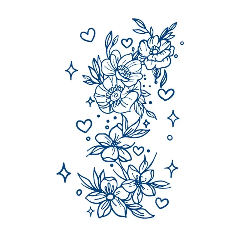 Blue Snake Temporary Tattoo Sticker – Waterproof Body Art