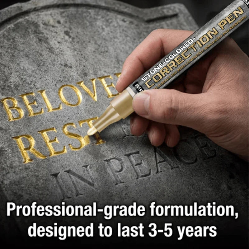 Golden Tombstone Marker Pen – Oil-Based Fine Tip for Stone & Granite