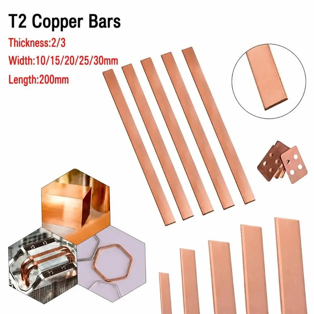 T2 Pure Copper Flat Bar 2/3mm x 200mm | 99.9% DIY Stock