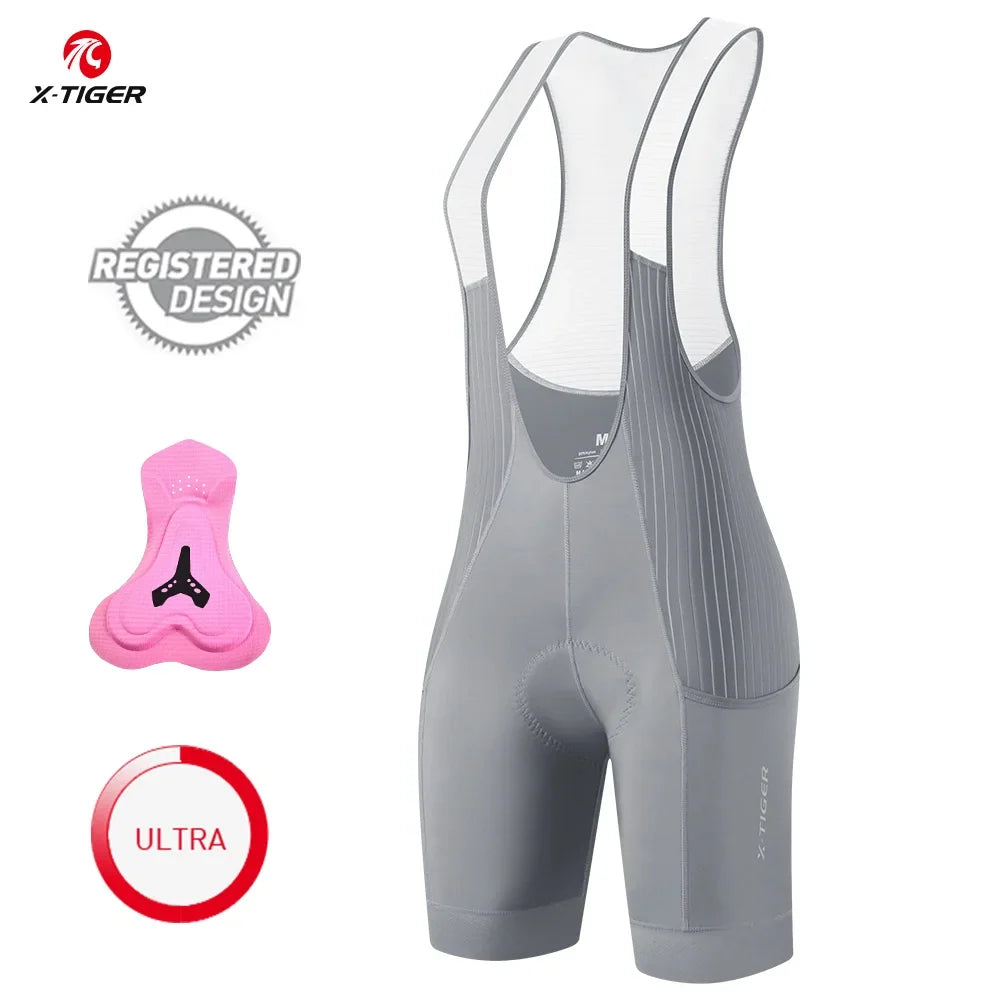 X-TIGER Women's 5D Padded Cycling Bib Shorts | UV Protection
