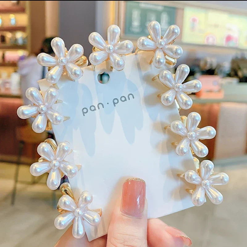 Pearl Camellia Hair Clip Set – Korean Floral Barrettes for Women