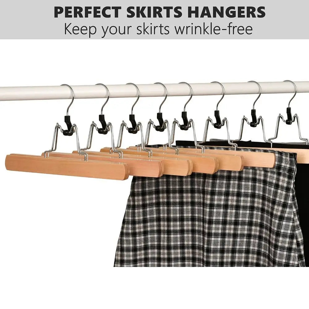 Wooden Horse-Face Skirt & Pants Hanger – Non-Slip Retro Rack