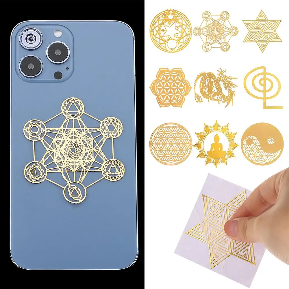 Metal Copper Sacred Geometry Stickers – 9 Styles for Jewelry Crafts