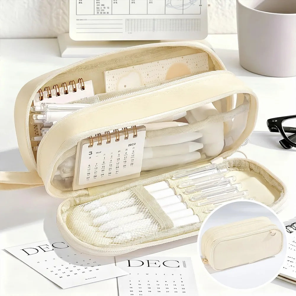 Minimalist Large Capacity Pencil Case Multi-Layer Pouch