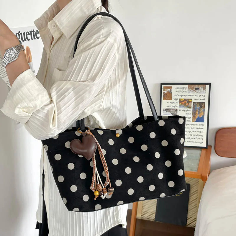 Nixie Polka Dot Shoulder Bag – Korean Style Women's Tote