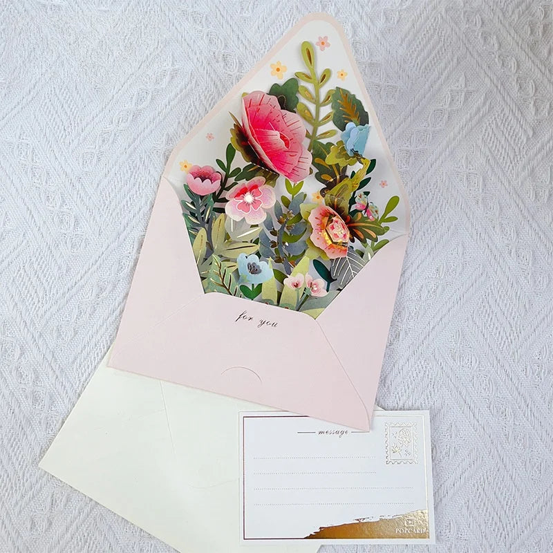 3D Pop-Up Flower Greeting Card Set – Birthday, Wedding & Holiday