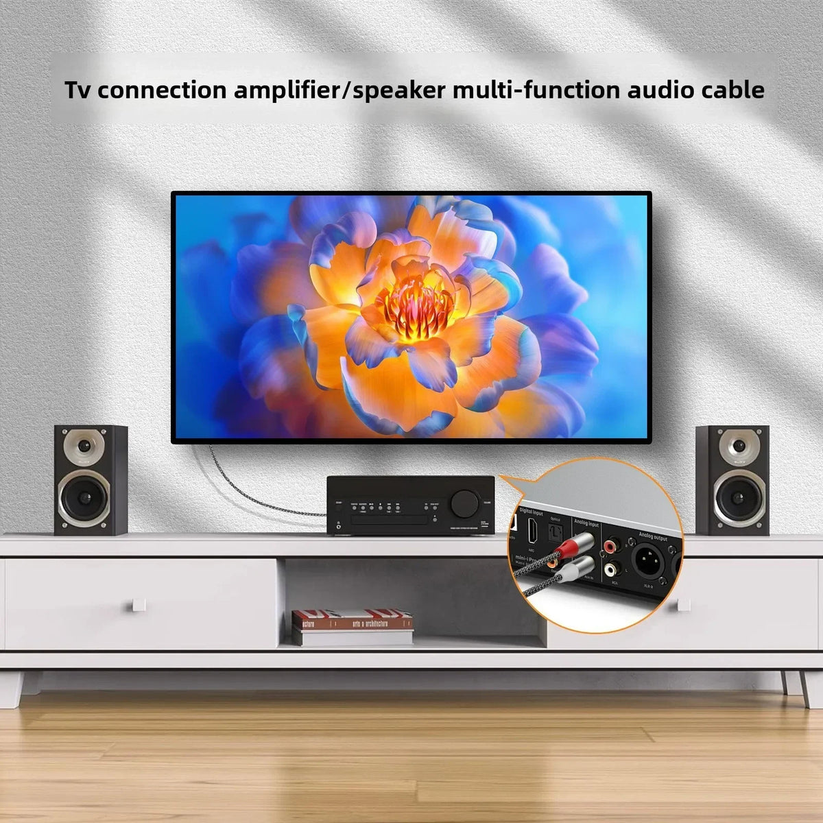 Double RCA Audio Cable – 2 Pairs for TV, Amplifier & Speaker