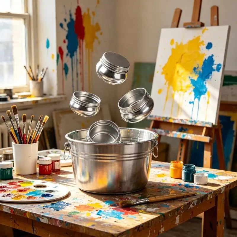 Stainless Steel Paint Brush Washing Cup | Leakproof Lid