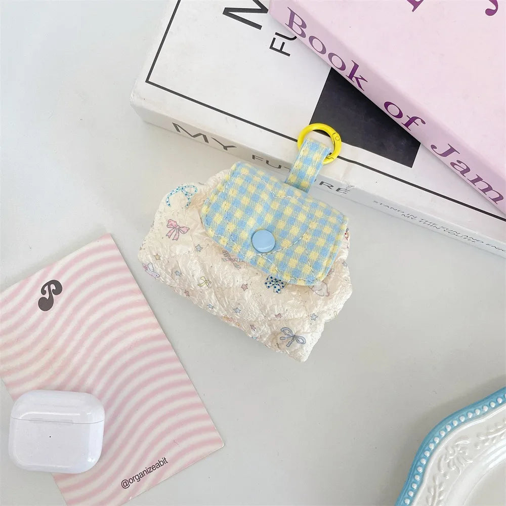 Mini Quilted Makeup Bag – Kawaii Snap Closure Cosmetic Pouch