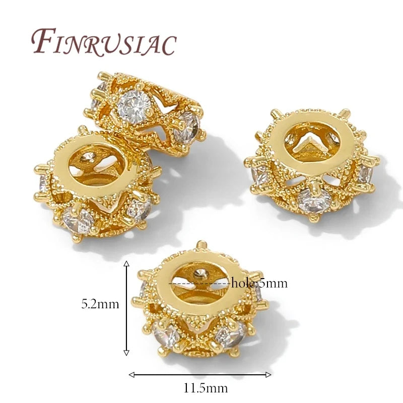 18K Gold Plated Zircon Round Spacer Beads – DIY Jewelry Making